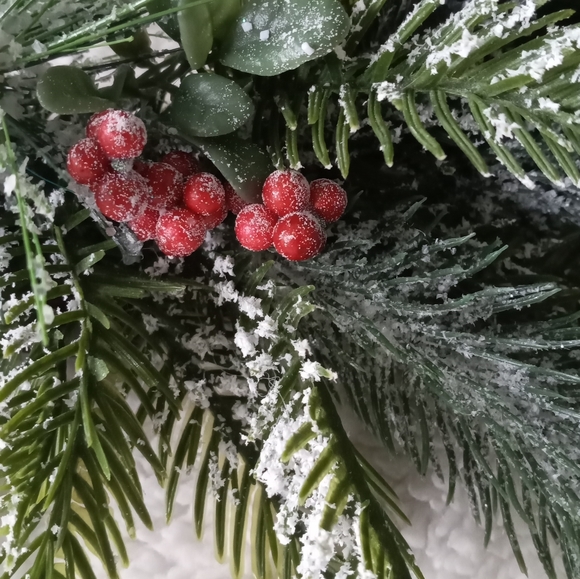 Christmas Double Ring Grapevine Farmhouse Handmade Wreath 13.5"× 7" - Picture 3 of 10